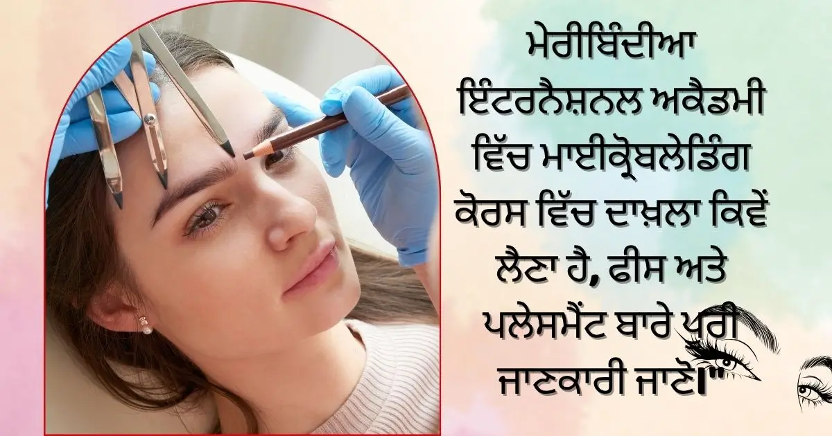 ਮੇਰੀਬਿੰਦੀਆ ਇੰਟਰਨੈਸ਼ਨਲ ਅਕੈਡਮੀ ਵਿੱਚ ਮਾਈਕ੍ਰੋਬਲੇਡਿੰਗ ਕੋਰਸ ਵਿੱਚ ਦਾਖ਼ਲਾ ਕਿਵੇਂ ਲੈਣਾ ਹੈ, ਫੀਸ ਅਤੇ ਪਲੇਸਮੈਂਟ ਬਾਰੇ ਪੂਰੀ ਜਾਣਕਾਰੀ ਜਾਣੋ। 1 ਮੇਰੀਬਿੰਦੀਆ ਇੰਟਰਨੈਸ਼ਨਲ ਅਕੈਡਮੀ ਵਿੱਚ ਮਾਈਕ੍ਰੋਬਲੇਡਿੰਗ ਕੋਰਸ ਵਿੱਚ ਦਾਖ਼ਲਾ ਕਿਵੇਂ